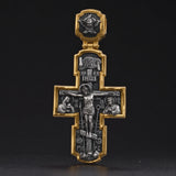 Orthodox S925K Silver Double-Sided Engraved Jesus Christ Crucified and Saints Orthodox Necklace
