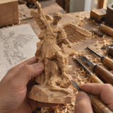 Boxwood Archangel Michael Carving: A Christmas Gift of Divine Protection