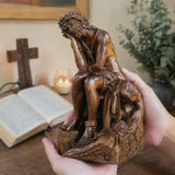 Boxwood "Crown of Thorns" Jesus Meditation Sculpture - Hand-carved Spiritual Art | A Concrete Reminder of His Divine Burden