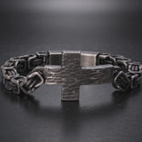 Men’s Vintage Hammered Cross Byzantine Chain Bracelet