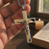 Stainless Steel Cross Pendant with Scripture – Comes with a 24-inch chain