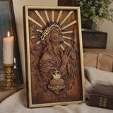Hand-Carved Sacred Heart of Jesus Beechwood Wall Plaque – Catholic Prayer Corner Decor - product video preview 1
