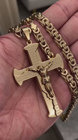 Titanium Steel Lord’s Prayer Crucifix Necklace