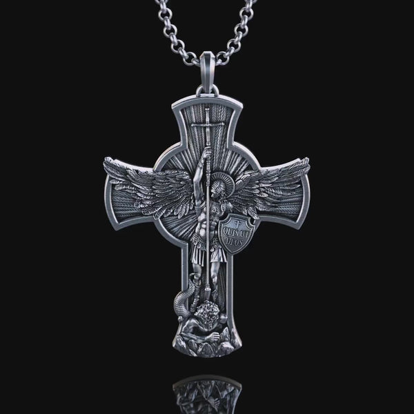 New titanium steel/S925K silver Archangel St. Michael necklace