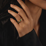 Hand-Set Emerald CZ Spinner Ring – Luxury Rotatable Stainless Steel Band - product video preview 1