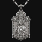 S925 Sterling Silver Sacred Heart of Jesus Pendant Necklace – Christian Faith Religious Jewelry