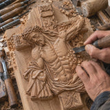 Hand-Carved Beech Wood Crucifix – Jesus Christ Wall Cross