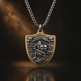 Two-Tone Armor of God Crusader Knight Protection Shield Stainless Steel Necklace
