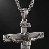 S925K Sandblasted Silver Jesus Crucifix Pendant