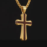 Christian Cross Necklace – Solid Rosewood & Titanium Steel Faith Pendant