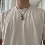 Two‑Tone Titanium Steel Jesus Portrait Oval Medal Necklace
