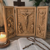 The Life of Christ Hand-Carved Beechwood Triptych – From Nativity to Resurrection Glory - product video preview 4