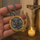 Two-Tone St. Michael Archangel Protection Medal Stainless Steel Necklace