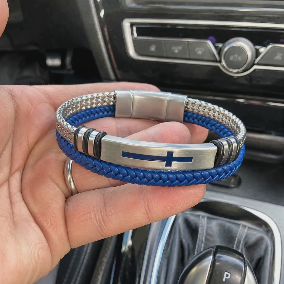 Two‑Layer Braided Leather Cross Bracelet - product video preview 9
