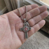Knights Templar Celtic Knot Cross Necklace for Men, Red Enamel Templar Symbol Stainless Steel Pendant Product Parameters