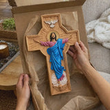 October New Release: Hand-Carved Painted Wood Cross — The Ascension of Christ