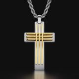 Modern Interwoven Stripe Cross Necklace – Bold Faith, Urban Style