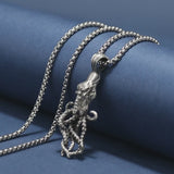 Pure Tin Shield Octopus Necklace