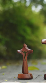 Handcrafted Wooden Jesus Cross with Magnetic Base - A Timeless Symbol of Faith for Home & Altar