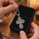 S925 Sterling Silver Jesus Crown of Thorns Cross Pendant Necklace – Christian Faith Jewelry for Men
