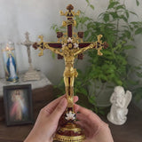 Hand-Painted Metal Jesus Christ Crucifix: Sacred Home Decor