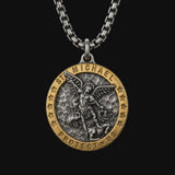 Two-Tone St. Michael Archangel Protection Medal Stainless Steel Necklace