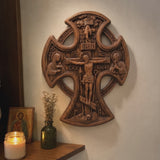 Hand-Carved Beechwood “Hand of Redemption” Crucifix | The Passion and Divine Grace of Christ