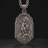 Saint Michael the Archangel 925 Sterling Silver Pendant Necklace—Christian Medal Featuring Sword and Shield Motifs