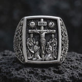 S925K Silver Handcrafted Jesus Crucifixion Scene Ring