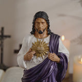 Handcrafted and Hand-Painted Beechwood Desktop Ornament: Sacred Heart of Jesus