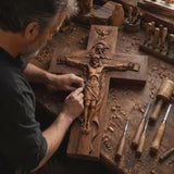 Hand-Carved Beechwood Holy Trinity Crucifix Wall Cross – Christian Home Prayer Decor - product video preview 1