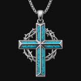 By His Wounds Turquoise Crown of Thorns Cross