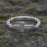 Men’s Vintage Hammered Cross Byzantine Chain Bracelet