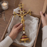 Hand-Painted Metal Jesus Christ Crucifix: Sacred Home Decor
