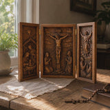 The Life of Christ Hand-Carved Beechwood Triptych – From Nativity to Resurrection Glory - product video preview 3