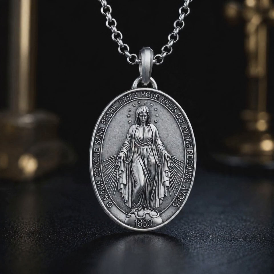 S925 Silver/Titanium Steel ‘Miracle’ Medallion Necklace - product video preview 4