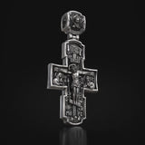Orthodox S925K Silver Double-Sided Engraved Jesus Christ Crucified and Saints Orthodox Necklace