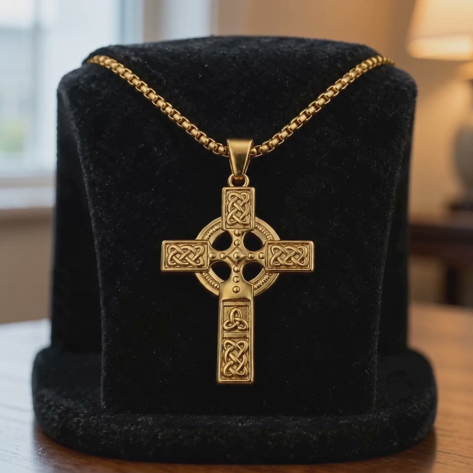 Celtic Knot Titanium Steel Cross Necklace - product video preview 6
