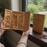 The Life of Christ Hand-Carved Beechwood Triptych – From Nativity to Resurrection Glory - product video preview 5