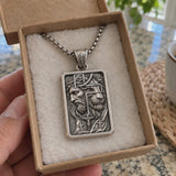 S925 Sterling Silver Jesus & Lion Cross Pendant Necklace – Christian Faith Jewelry for Men