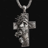 S925 Sterling Silver Jesus Crown of Thorns Cross Pendant – Christian Faith Necklace