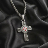 Knights Templar Celtic Knot Cross Necklace for Men, Red Enamel Templar Symbol Stainless Steel Pendant Product Parameters