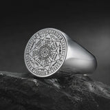 Vintage Titanium Seven Archangel Signet Ring - Amulet Against Evil Eyes, Curses, Spells