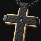 Hammered Two-Tone Stainless Steel Cross Necklace – Strength, Faith & Rugged Elegance