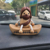 Handcrafted Jesus Car Display Number Plate Ornament, Made from Walnut and Beech Wood - product video preview 2