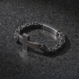 Men’s Vintage Hammered Cross Byzantine Chain Bracelet