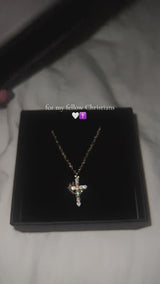 Cross and Diamond Crown Necklace