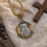 Handmade S925K Silver Madonna Holding Child Necklace