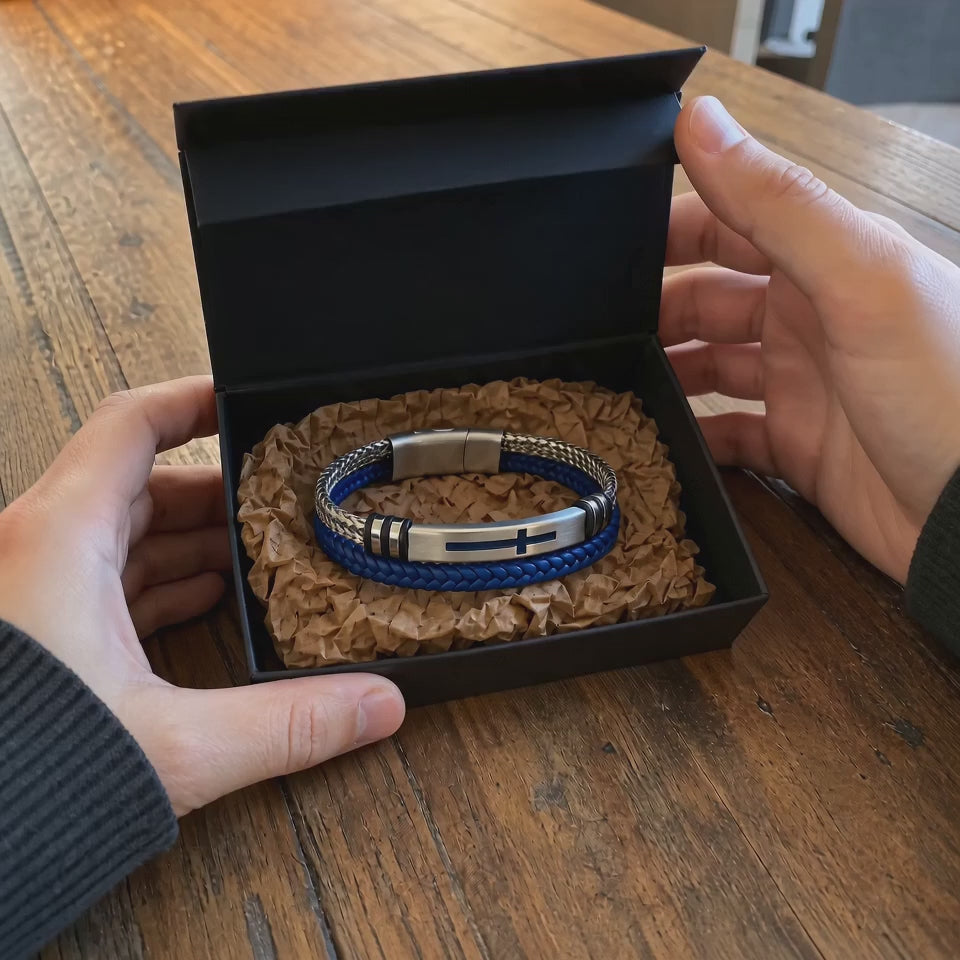 Two‑Layer Braided Leather Cross Bracelet - product video preview 8