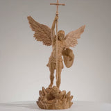 St. Michael the Archangel - Hand Carved Boxwood Sculpture - Spiritual Guardian for Prayer Spaces